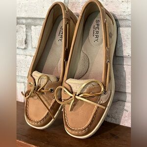 Women’s‎ Tan & Gold Sperry Boat Shoes Size 6